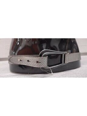 Vintage 80s Buckle Rare LIMITED EXPRESS Gray Silver Snakeskin NEW WAVE belt ML